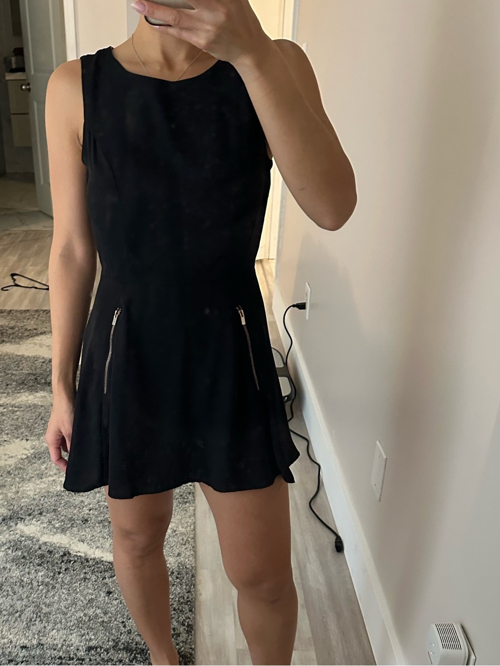 Forever 21 Black Sleeveless Fit-and-Flare Dress romper with Zip Pockets